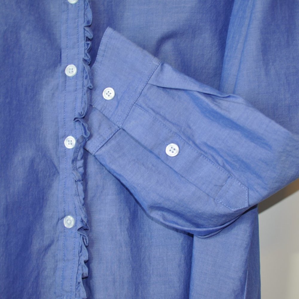 Signature Collection cotton button-down blue blouse 16 - Picture 2 of 5